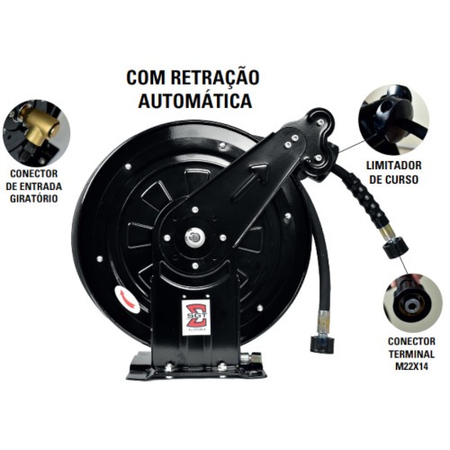 Carretel enrolador com mangueira alta pressão 3.000 Psi 10m - SGT-9010 Carretel enrolador com mangueira alta pressão 3.000 Psi 10m - SGT-9010
