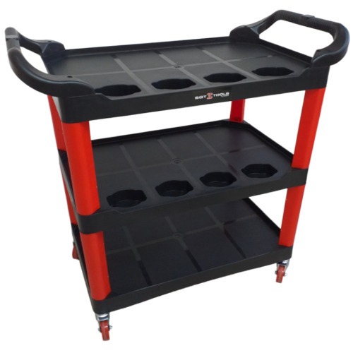 Carrinho para trabalhos automotivos 3 bandejas - detailers red & shine 