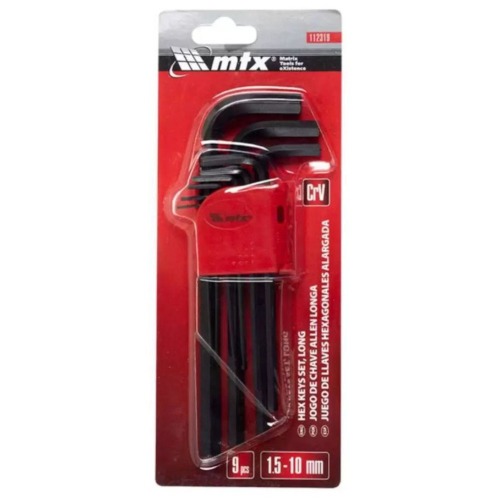 Jogo de chave allen longa 1,5 a 10 mm com 9 peças - 112319 Jogo de chave allen longa 1,5 a 10 mm com 9 peças - 112319