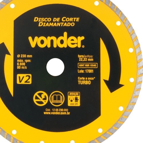 Disco diamantado turbo 230 mm para concreto e mármore Disco diamantado turbo 230 mm para concreto e mármore