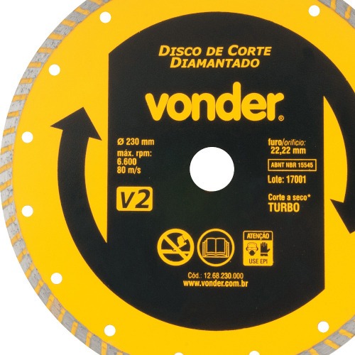 Disco diamantado turbo 230 mm para concreto e mármore Disco diamantado turbo 230 mm para concreto e mármore