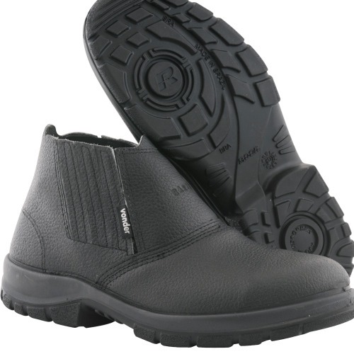 Botina bidensidade couro de raspa com el�stico biqueira a�o