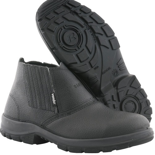 Botina bidensidade couro de raspa com el�stico biqueira a�o