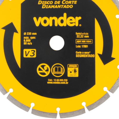 Disco diamantado segmentado 230 mm para concreto  Disco diamantado segmentado 230 mm para concreto