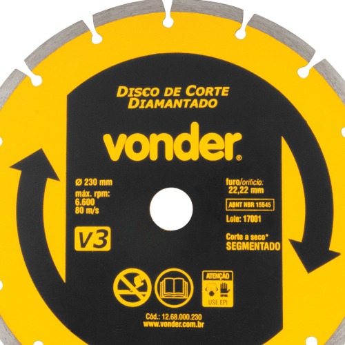 Disco diamantado segmentado 230 mm para concreto  Disco diamantado segmentado 230 mm para concreto