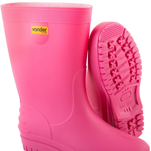 Bota de PVC rosa com forro