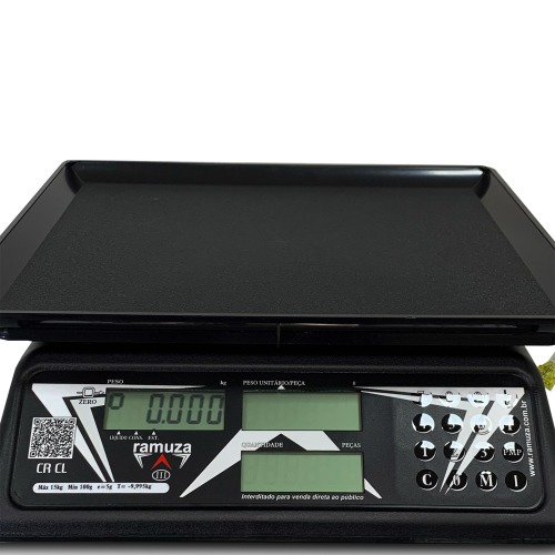 Balança digital contadora cristal preta 15kg x 5g - CR CL 110V/220V Balança digital contadora cristal preta 15kg x 5g - CR CL 110V/220V