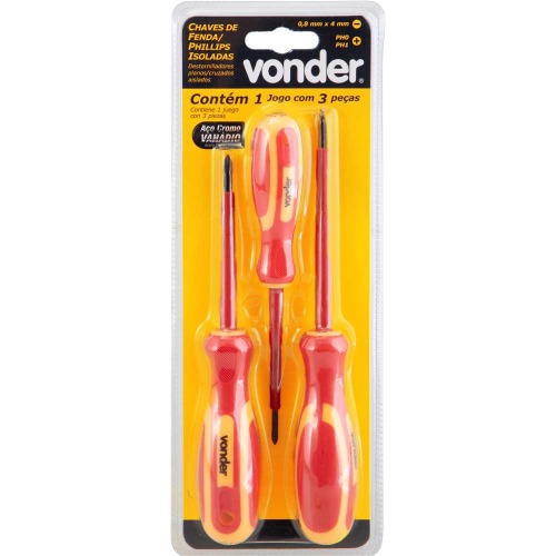 Jogo de chaves de fenda e phillips isolada com 3 peas IEC60900