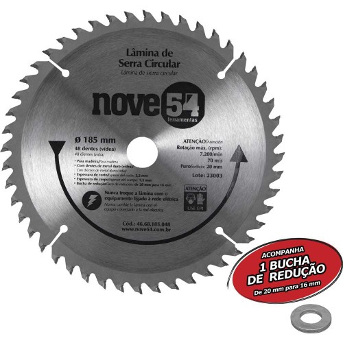 Disco de serra para madeira 185 x 20 mm 48 dentes
