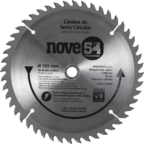 Disco de serra para madeira 185 x 20 mm 48 dentes