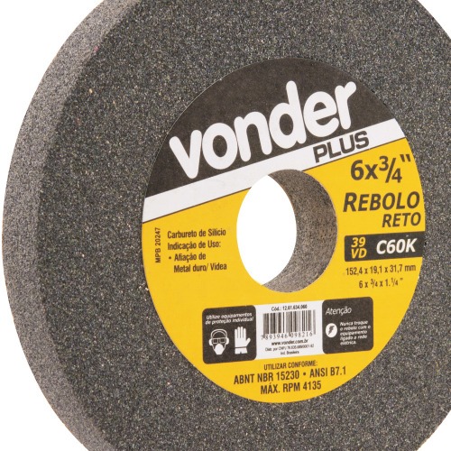 Rebolo reto para metal duro 6