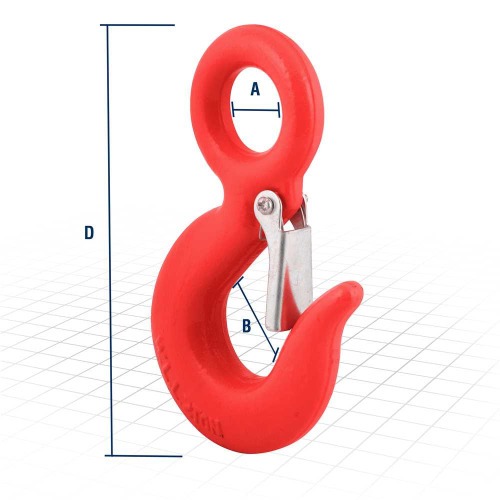 Gancho olhal com trava de segurança 2 ton. Gancho olhal com trava de segurança 2 ton.