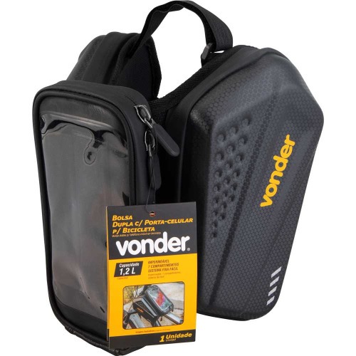 Bolsa dupla com porta-celular para bicicleta Bolsa dupla com porta-celular para bicicleta