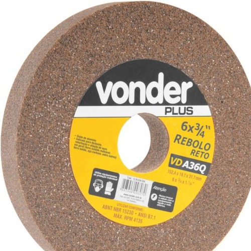 Rebolo reto para uso geral 6 x 3/4 x 1.1/4