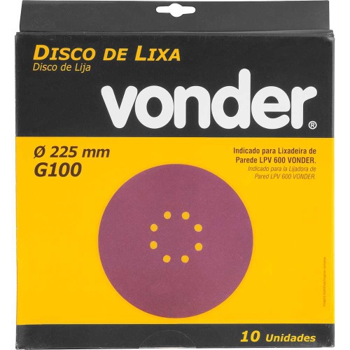 Disco de lixa com 225 mm gro 100 com 10 peas