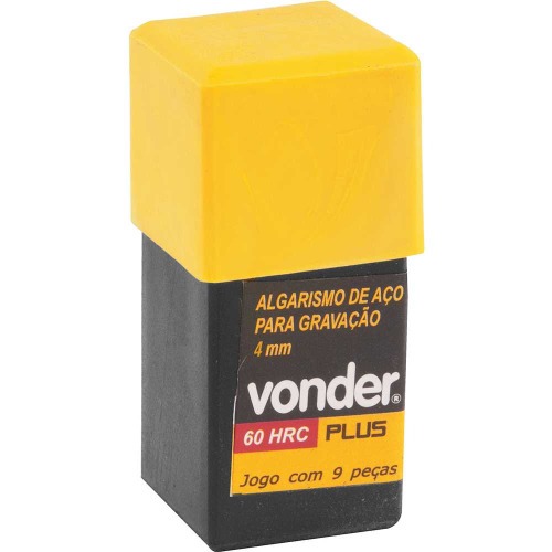 Jogo de algarismos em a�o de 4 mm para grava��o 9 pe�as