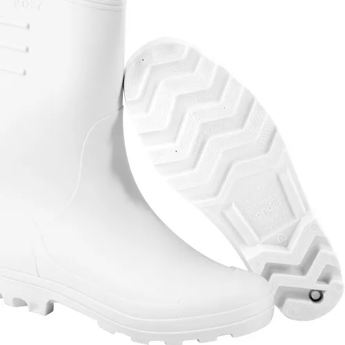 Bota de PVC branca cano médio com forro  