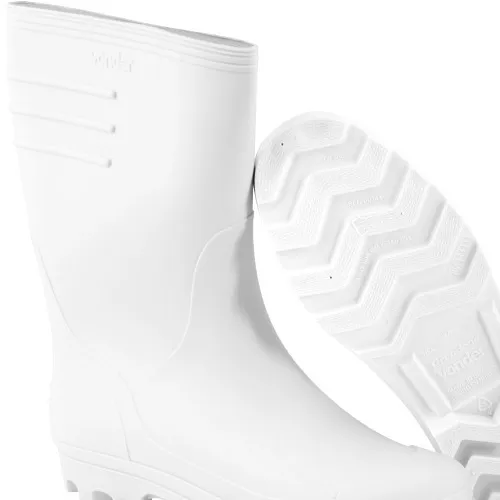 Bota de PVC branca cano médio com forro  