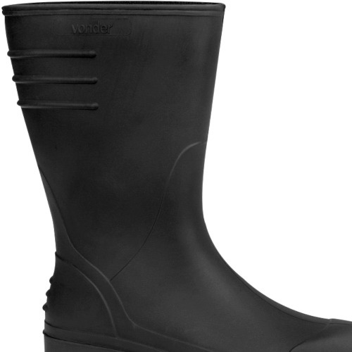 Bota de PVC preta cano mdio com forro  