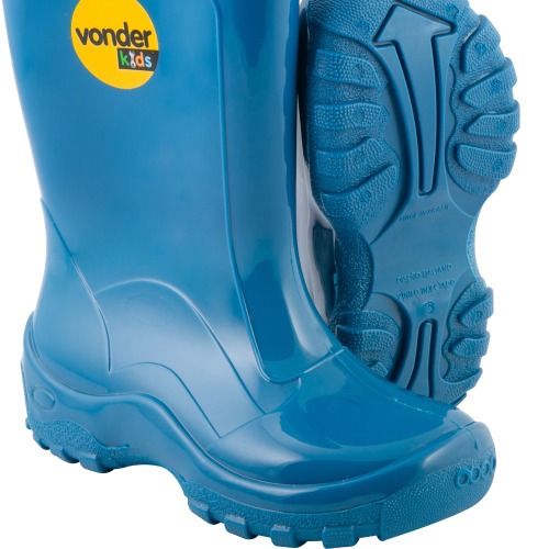 Bota infantil de PVC azul com forro   Bota infantil de PVC azul com forro