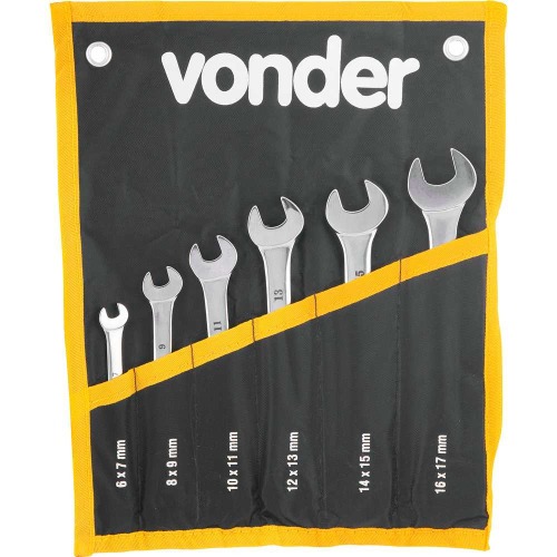 Jogo de chaves fixa 6 a 17 mm a�o cromo van�dio 6 pe�as