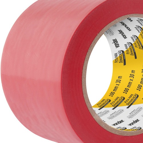 Fita adesiva para demarca��o 100 mm x 30 m vermelha