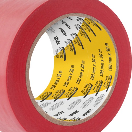 Fita adesiva para demarca��o 100 mm x 30 m vermelha