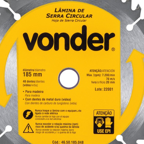 Disco de serra para madeira 185 x 20 mm 48 dentes Disco de serra para madeira 185 x 20 mm 48 dentes
