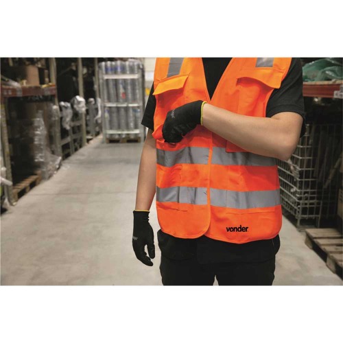 Colete refletivo tipo blus�o com bolso laranja - CV 107 