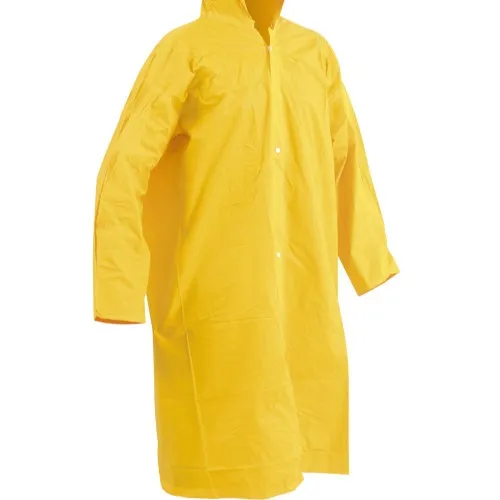 Capa de chuva em PVC laminado sem forro amarela