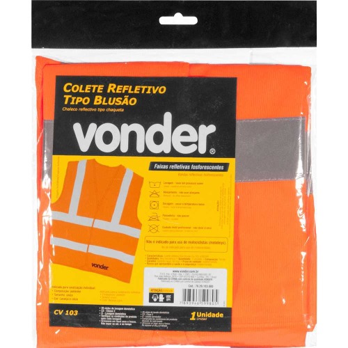 Colete refletivo tipo bluso sem bolso laranja - CV 103  