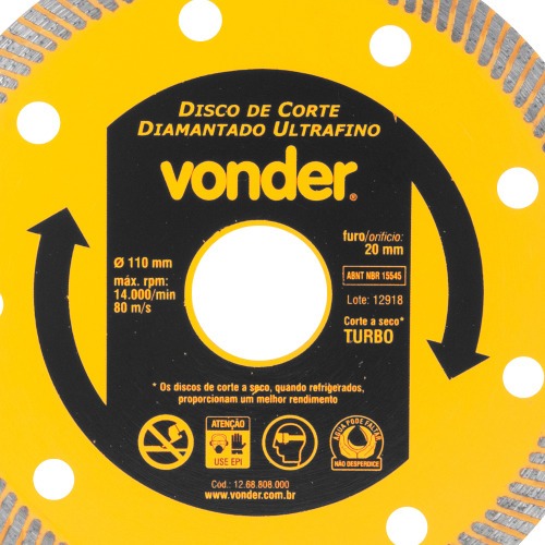 Disco diamantado turbo 110 mm para porcelanato - Ultrafino Disco diamantado turbo 110 mm para porcelanato - Ultrafino