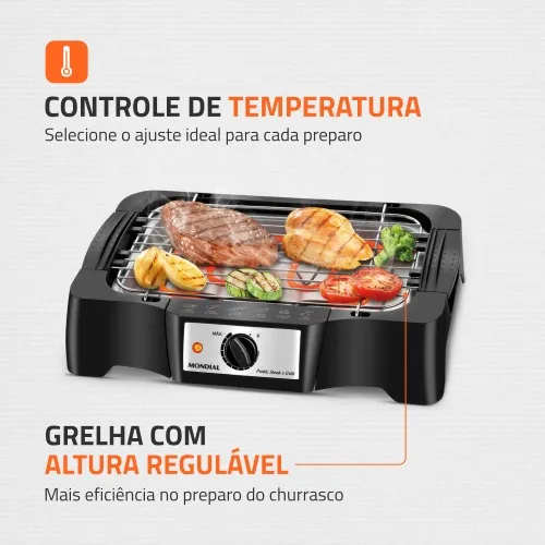 Churrasqueira elétrica portátil 1.200 watts Pratic Steak & Grill - CH-07  110V