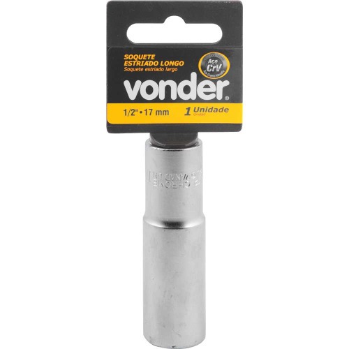 Soquete estriado longo 17 mm encaixe 1/2