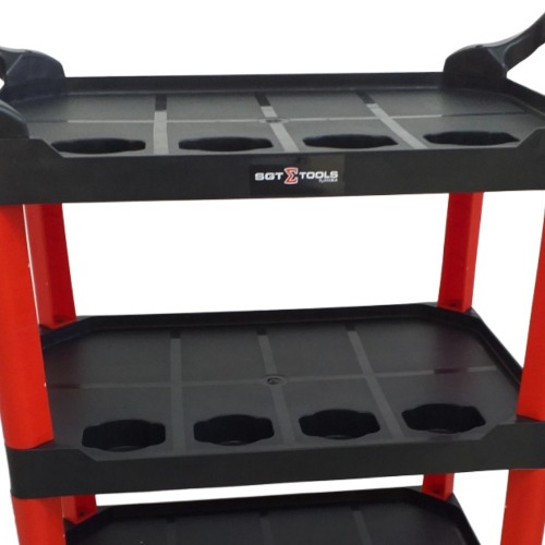 Carrinho para trabalhos automotivos 3 bandejas - detailers red & shine 