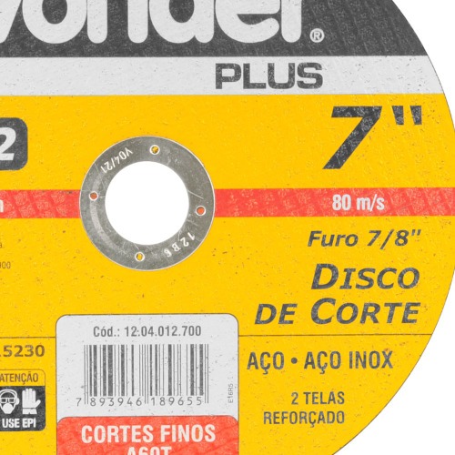 Disco de corte para metal e inox 180 x 1,6 x 22,23 mm - BNV12