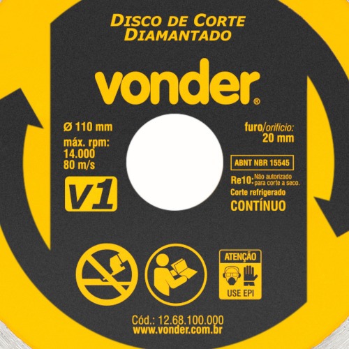 Disco diamantado liso 110 mm para m�rmore