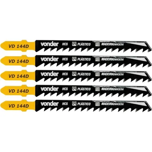 Jogo de lâminas para serra tico tico 100 mm 6 dentes com 05 peças - VD 144D
