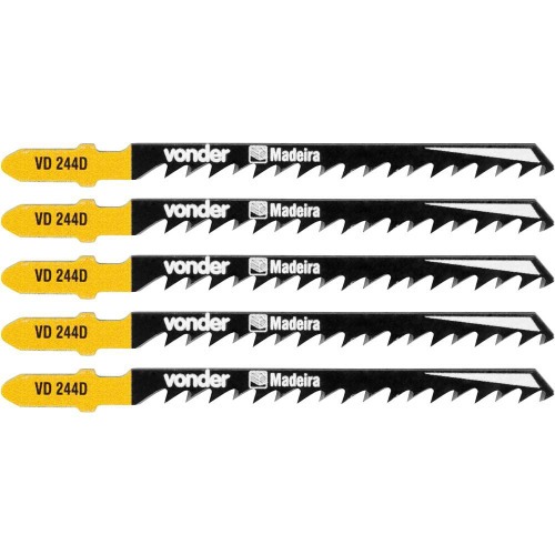 Lâminas serra tico tico 100 mm 6 dentes para madeira 5 peças - VD 244D Lâminas serra tico tico 100 mm 6 dentes para madeira 5 peças - VD 244D