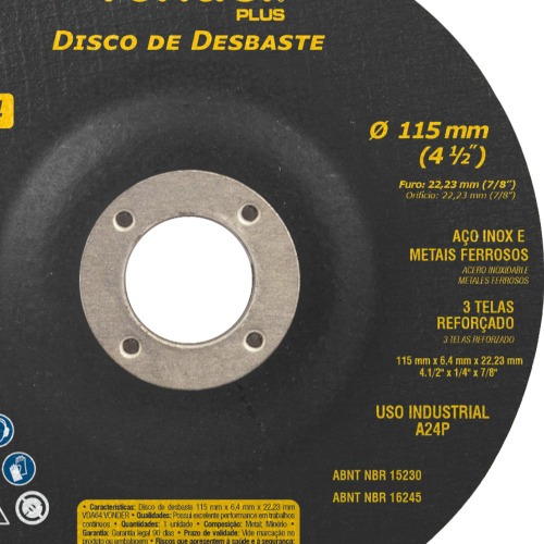 Disco de desbaste para metal 115 x 6,4 x 22,23 mm - VDA64 Disco de desbaste para metal 115 x 6,4 x 22,23 mm - VDA64