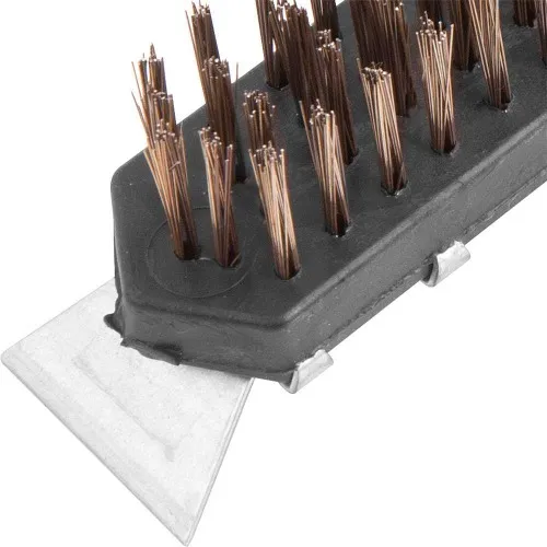 Escova manual de de aço cabo de plástico 4 fileiras com raspador 
