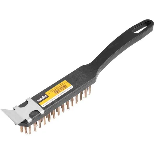 Escova manual de de aço cabo de plástico 4 fileiras com raspador 