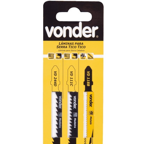 Jogo de lâminas de serra tico-tico com 3 peças encaixe tipo T Jogo de lâminas de serra tico-tico com 3 peças encaixe tipo T