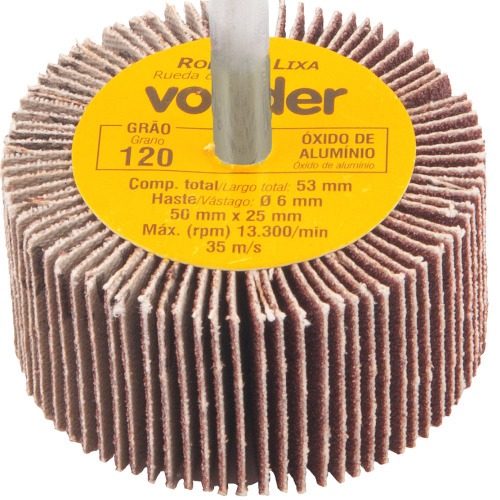 Roda de lixa 50 x 25 mm com haste gr�o 120 