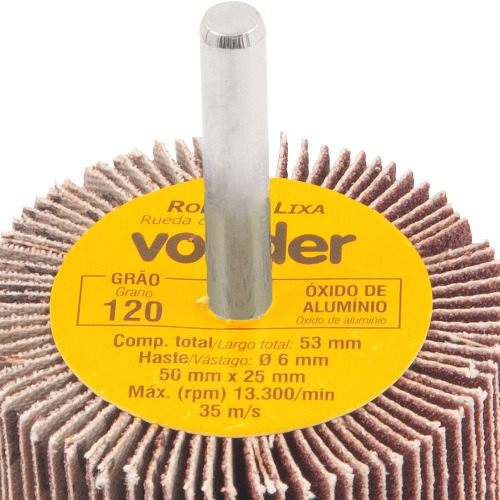Roda de lixa 50 x 25 mm com haste gr�o 120 