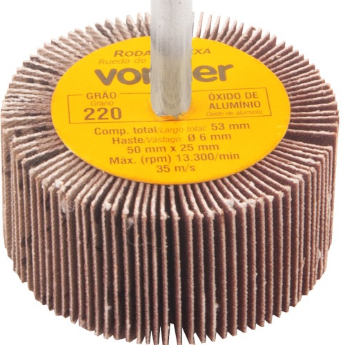 Roda de lixa 50 x 25 mm com haste grão 220 Roda de lixa 50 x 25 mm com haste grão 220
