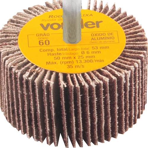 Roda de lixa 50 x 25 mm com haste grão 60 Roda de lixa 50 x 25 mm com haste grão 60