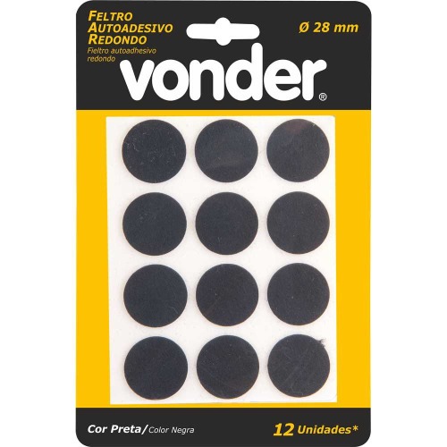 Feltro autoadesivo redondo 28 mm 12 unidades