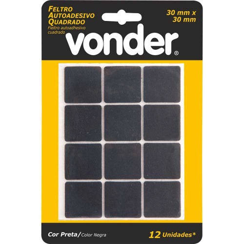 Feltro autoadesivo quadrado 30 mm 12 unidades Feltro autoadesivo quadrado 30 mm 12 unidades