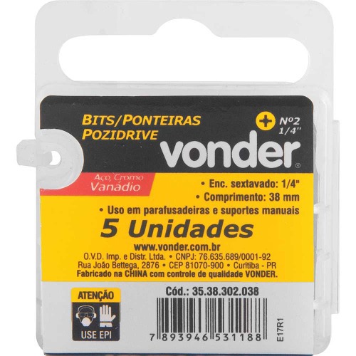 Bits pozidrive encaixe 1/4